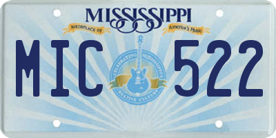MS license plate MIC522