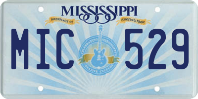 MS license plate MIC529