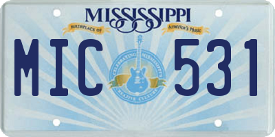 MS license plate MIC531