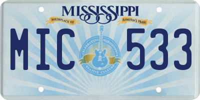 MS license plate MIC533