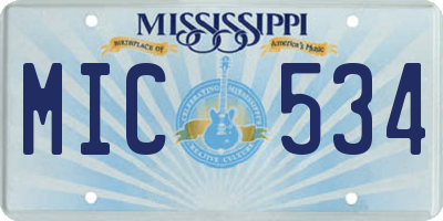 MS license plate MIC534