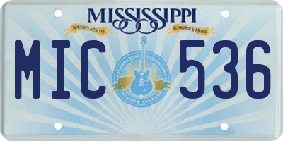 MS license plate MIC536