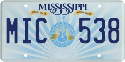 MS license plate MIC538