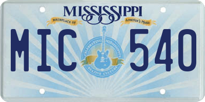MS license plate MIC540