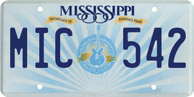 MS license plate MIC542