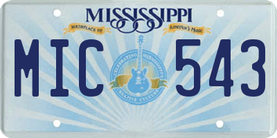 MS license plate MIC543