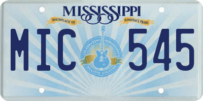 MS license plate MIC545