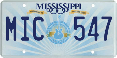 MS license plate MIC547