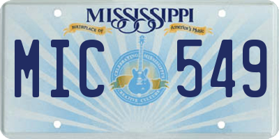 MS license plate MIC549