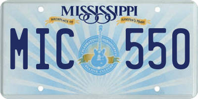 MS license plate MIC550