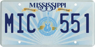 MS license plate MIC551