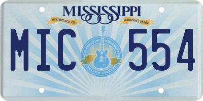MS license plate MIC554