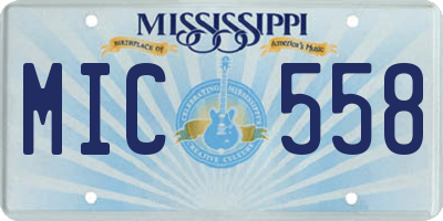 MS license plate MIC558