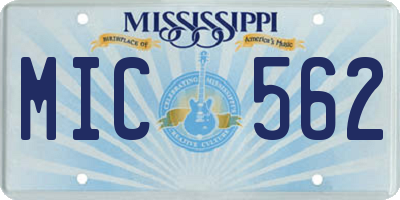 MS license plate MIC562