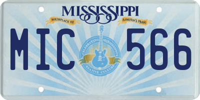 MS license plate MIC566