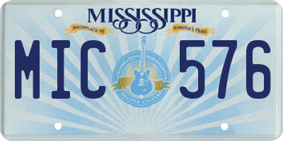 MS license plate MIC576