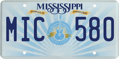 MS license plate MIC580