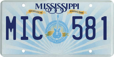 MS license plate MIC581