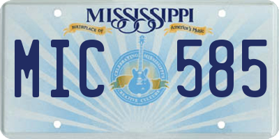 MS license plate MIC585