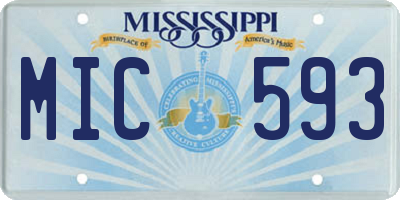 MS license plate MIC593
