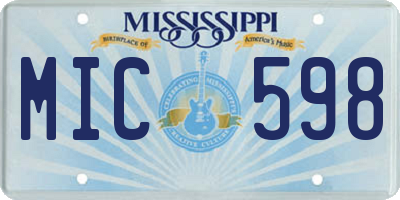 MS license plate MIC598