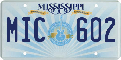 MS license plate MIC602