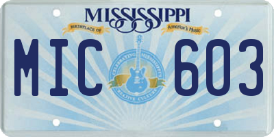 MS license plate MIC603