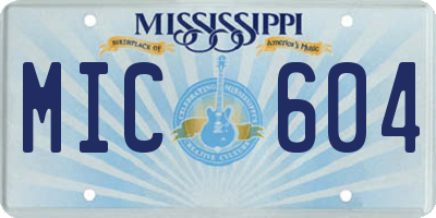 MS license plate MIC604