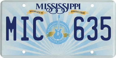 MS license plate MIC635