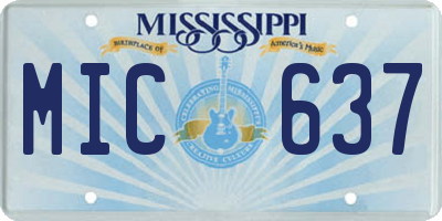 MS license plate MIC637