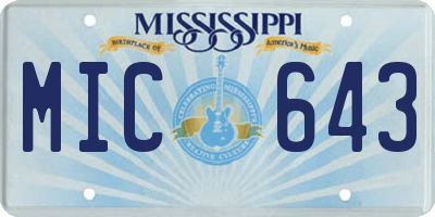 MS license plate MIC643