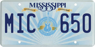 MS license plate MIC650