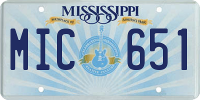 MS license plate MIC651