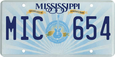 MS license plate MIC654
