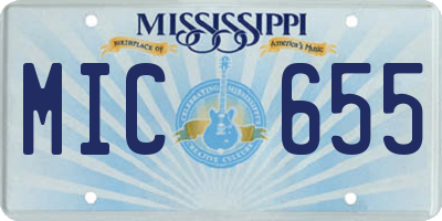 MS license plate MIC655