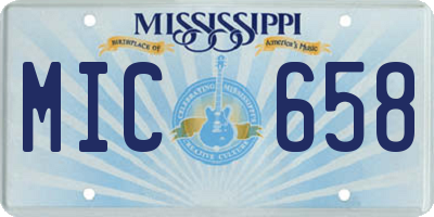 MS license plate MIC658