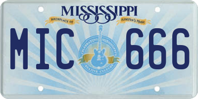 MS license plate MIC666