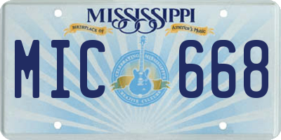 MS license plate MIC668