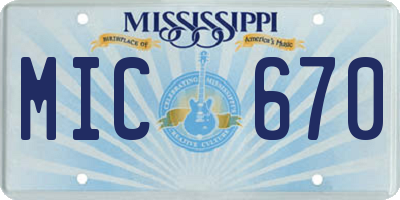 MS license plate MIC670