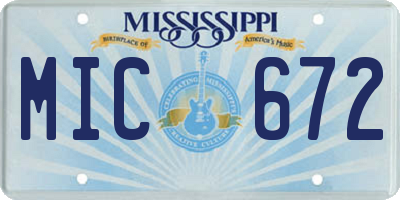 MS license plate MIC672