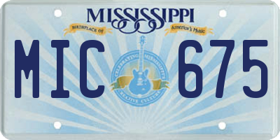 MS license plate MIC675