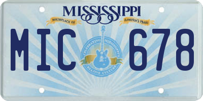 MS license plate MIC678