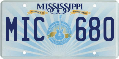 MS license plate MIC680