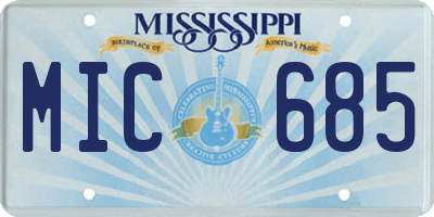 MS license plate MIC685