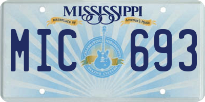 MS license plate MIC693