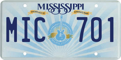 MS license plate MIC701