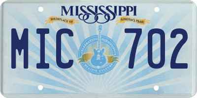 MS license plate MIC702