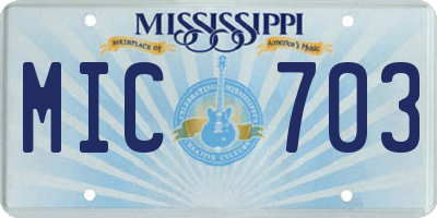 MS license plate MIC703
