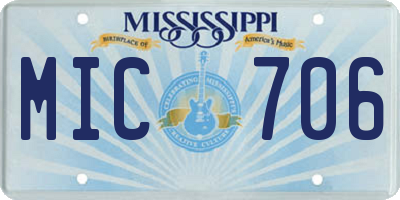MS license plate MIC706