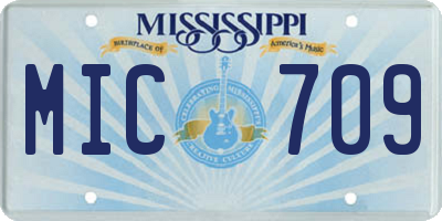 MS license plate MIC709